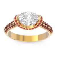 Diamond Ring In 14k Yellow Gold With Ruby And Garnet Timi Oval Modern Ring