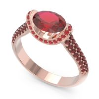 Modern Halo Oval Pave Timi Ring