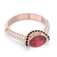Modern Halo Oval Pave Timi Ring