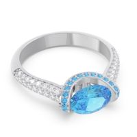 Modern Halo Oval Pave Timi Ring