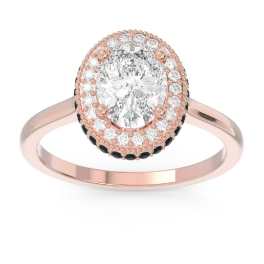 Halo Milgrain Pave Oval Dhanya Ring