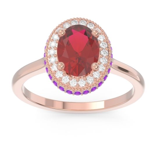 Halo Milgrain Pave Oval Dhanya Ring