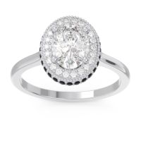 Diamond Ring In 14k White Gold With Black Onyx Dhanya Oval Halo Ring