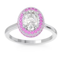 Diamond Ring In 14k White Gold With Pink Tourmaline Dhanya Oval Halo Ring