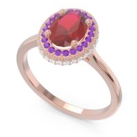 Halo Milgrain Pave Oval Dhanya Ring