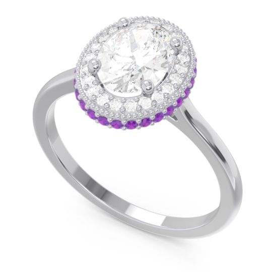 Halo Milgrain Pave Oval Dhanya Ring