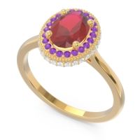 Halo Milgrain Pave Oval Dhanya Ring