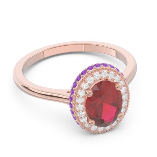 Halo Milgrain Pave Oval Dhanya Ring