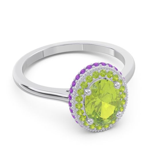 Halo Milgrain Pave Oval Dhanya Ring