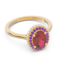 Halo Milgrain Pave Oval Dhanya Ring