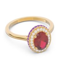 Halo Milgrain Pave Oval Dhanya Ring