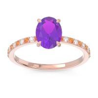 Amethyst Ring In 18K Rose Gold With Citrine And Lab Diamond Presya Oval Classic Ring