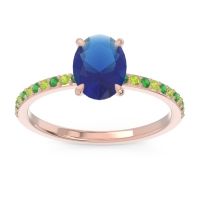 Lab Blue Sapphire Ring In 14K Rose Gold With Emerald And Peridot Presya Oval Classic Ring