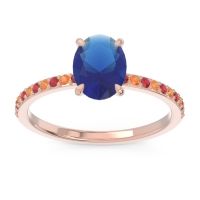 Lab Blue Sapphire Ring In 18K Rose Gold With Ruby And Citrine Presya Oval Classic Ring