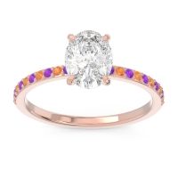 Diamond Ring In 14K Rose Gold With Amethyst And Citrine Presya Oval Classic Ring