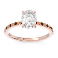 Diamond Ring In 14K Rose Gold With Black Onyx And Citrine Presya Oval Classic Ring