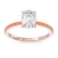 Diamond Ring In 14K Rose Gold With Citrine Presya Oval Classic Ring