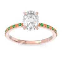 Diamond Ring In 14K Rose Gold With Citrine And Emerald Presya Oval Classic Ring