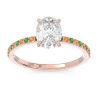 Diamond Ring In 14K Rose Gold With Emerald And Citrine Presya Oval Classic Ring