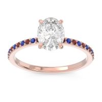 Diamond Ring In 18K Rose Gold With Garnet And Blue Sapphire Presya Oval Classic Ring