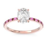 Diamond Ring In 14K Rose Gold With Garnet And Pink Tourmaline Presya Oval Classic Ring