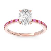 Diamond Ring In 18K Rose Gold With Ruby And Pink Tourmaline Presya Oval Classic Ring