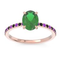 Lab Emerald Ring In 14K Rose Gold With Amethyst And Black Onyx Presya Oval Classic Ring