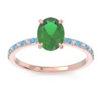 Lab Emerald Ring In 14K Rose Gold With Aquamarine And Swiss Blue Topaz Presya Oval Classic Ring