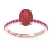 Ruby Ring In 18K Rose Gold With Amethyst Presya Oval Classic Ring