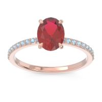 Ruby Ring In 18K Rose Gold With Aquamarine Presya Oval Classic Ring