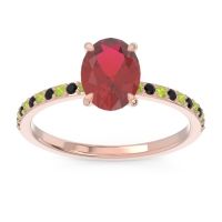 Ruby Ring In 18K Rose Gold With Peridot And Black Onyx Presya Oval Classic Ring