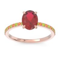 Ruby Ring In 18K Rose Gold With Peridot And Citrine Presya Oval Classic Ring