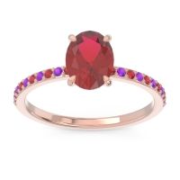 Ruby Ring In 18K Rose Gold With Amethyst Presya Oval Classic Ring