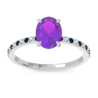 Amethyst Ring In Platinum With Black Onyx And Aquamarine Presya Oval Classic Ring