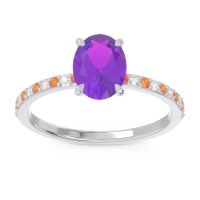 Amethyst Ring In Palladium With Citrine And Lab Diamond Presya Oval Classic Ring