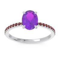 Amethyst Ring In Palladium With Garnet Presya Oval Classic Ring