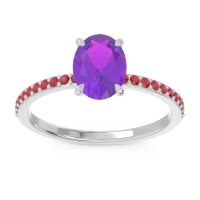 Amethyst Ring In Palladium With Ruby Presya Oval Classic Ring