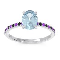 Aquamarine Ring In Platinum With Amethyst And Black Onyx Presya Oval Classic Ring