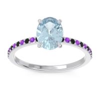 Aquamarine Ring In Platinum With Black Onyx And Amethyst Presya Oval Classic Ring