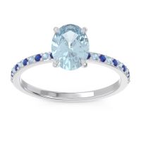 Aquamarine Ring In Platinum With Blue Sapphire Presya Oval Classic Ring