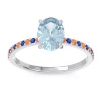 Aquamarine Ring In Platinum With Citrine And Blue Sapphire Presya Oval Classic Ring