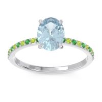 Aquamarine Ring In Palladium With Emerald And Peridot Presya Oval Classic Ring