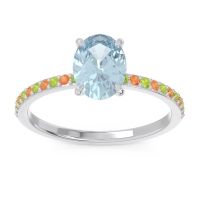 Aquamarine Ring In Palladium With Peridot And Citrine Presya Oval Classic Ring