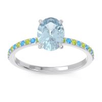 Aquamarine Ring In Platinum With Peridot And Swiss Blue Topaz Presya Oval Classic Ring