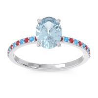 Aquamarine Ring In Platinum With Ruby And Swiss Blue Topaz Presya Oval Classic Ring