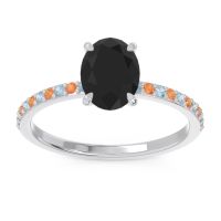 Black Onyx Ring In Palladium With Aquamarine And Citrine Presya Oval Classic Ring