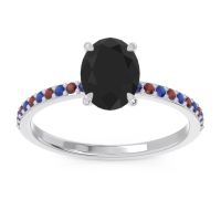 Black Onyx Ring In Palladium With Blue Sapphire And Garnet Presya Oval Classic Ring