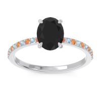 Black Onyx Ring In Palladium With Citrine And Aquamarine Presya Oval Classic Ring