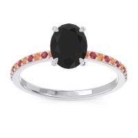 Black Onyx Ring In Palladium With Citrine And Ruby Presya Oval Classic Ring