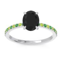 Black Onyx Ring In Palladium With Emerald And Peridot Presya Oval Classic Ring